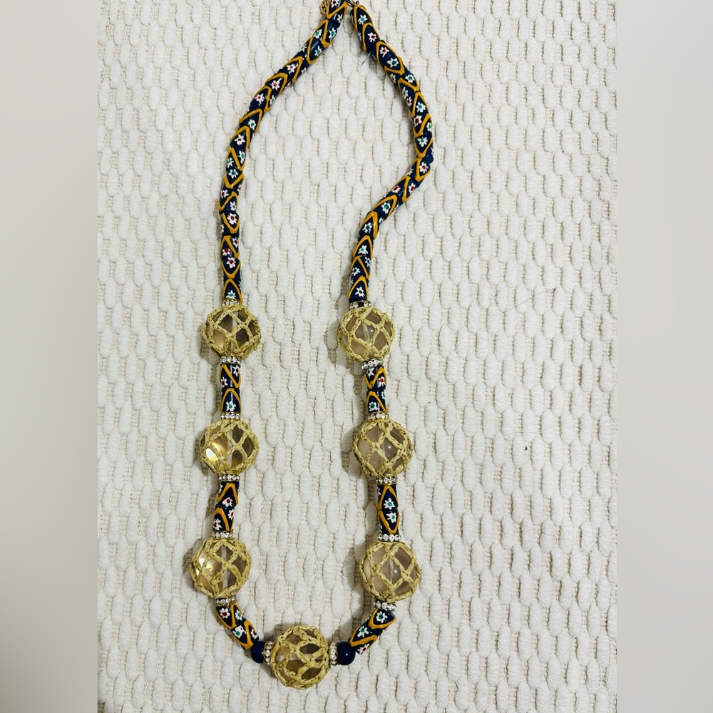Limited Edition Tory Burch Mixed Media Long Blue Beaded Necklace - Picture 3 of 6